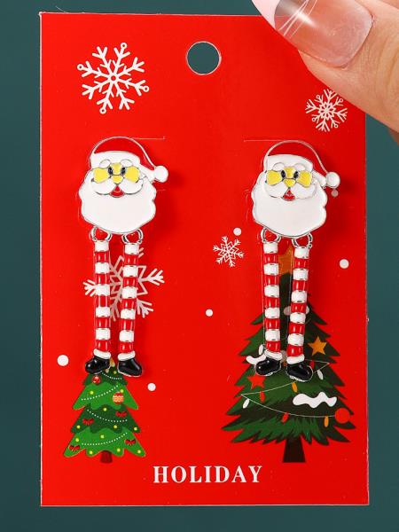 CHRISTMAS SANTA CHRISTMAS TREE DANGLE EARRING