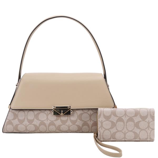 2IN1 OVAL PRINT SHOULDER BAG W WALLET SET