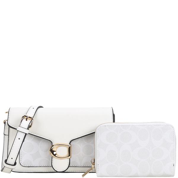 2IN1 OVAL PRINT CROSSBODY BAG W WALLET SET
