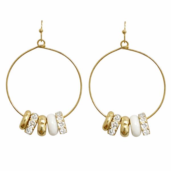 RHINESTONE BEADED LINK HOOP EARRING
