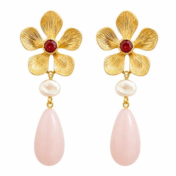 FLORAL PEARL TEARDROP DANGLE EARRING