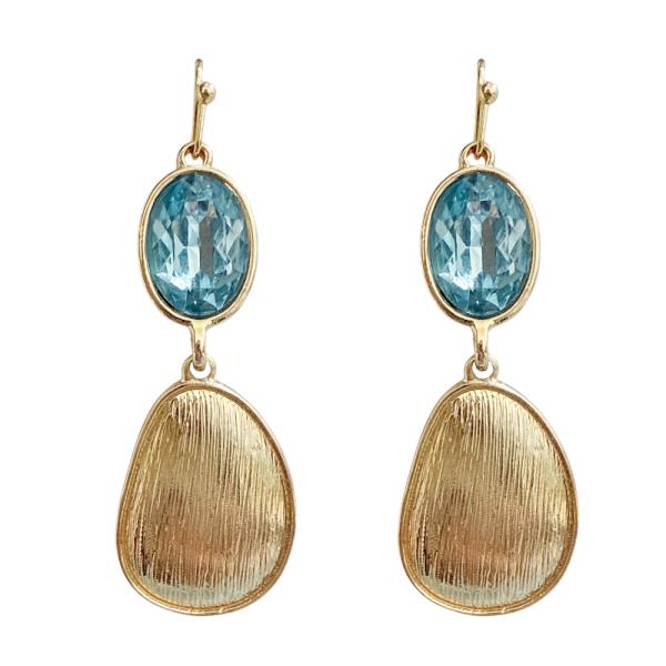 FACETED OVAL STONE TEARDROP DROP EARRING