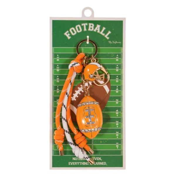 COLLEGE COLOR FOOTBALL AND FOOTBALL HELMET W/ CORD ROPE KEYCHAIN