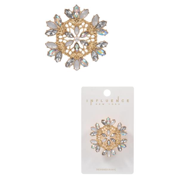 SNOWFLAKE SHAPED METAL SINGLE BROOCH