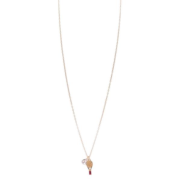 TENNIS BALL AND RACKET MIXED CHARM SHORT NECKLACE