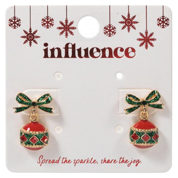 CHRISTMAS ORNAMENT SHAPED ENAMEL DROP EARRING