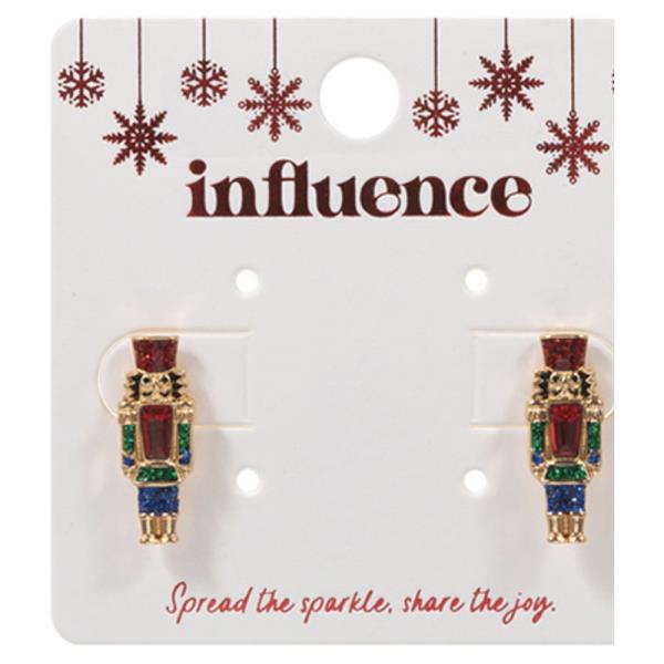 CHRISTMAS  NUTCRACKER SHAPED ENAMEL W/ STONE DETAILS EARRING