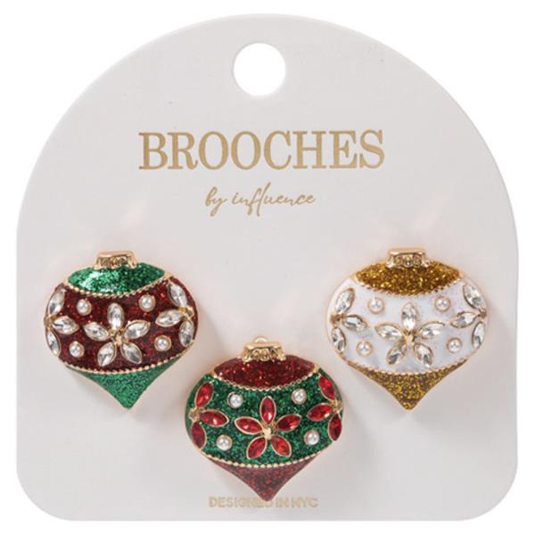 ORNAMENT SHAPED ENAMEL W/ STONE DETAILS SINGLE BROOCH