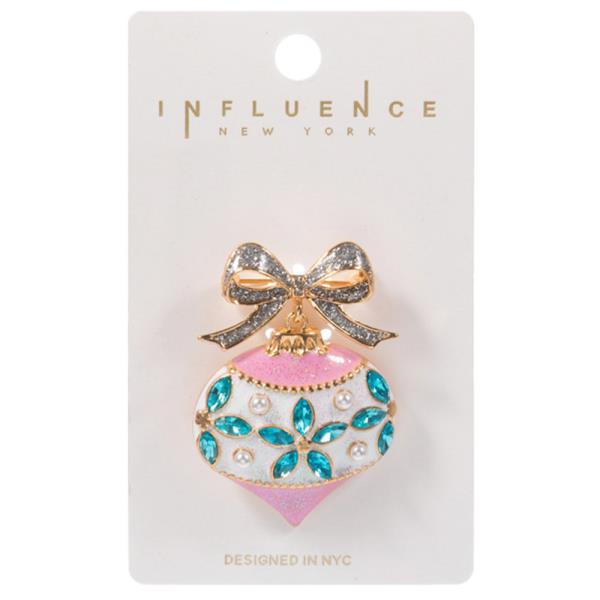 ORNAMENT SHAPED ENAMEL W/ STONE DETAILS BROOCH