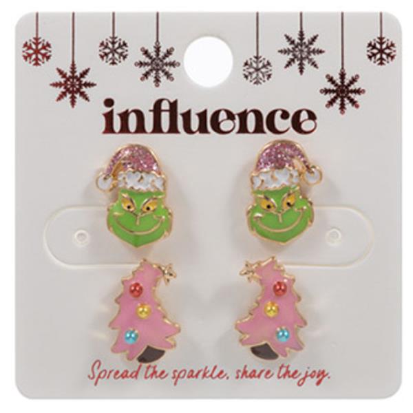MONSTER W/ CHRISTMAS TREE SET EARRING
