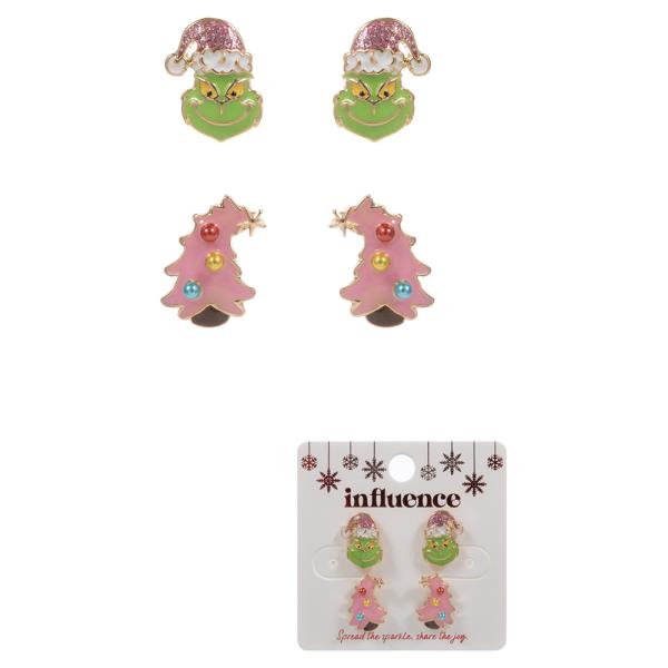 MONSTER W/ CHRISTMAS TREE SET EARRING