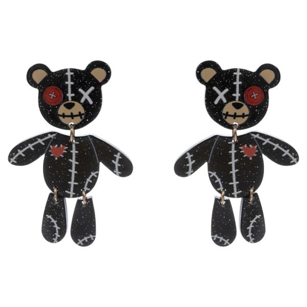 HALLOWEEN TEDDY BEAR SHAPED VOODOO DOLL EARIRNG