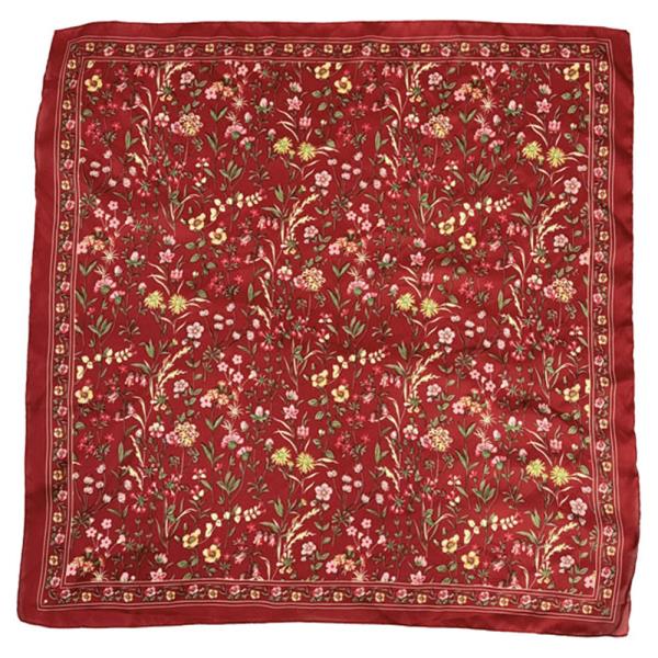 WILDFLOWER GARDEN PRINT SILKY BANDANA SQUARE NECK SCARF
