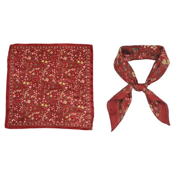 WILDFLOWER GARDEN PRINT SILKY BANDANA SQUARE NECK SCARF