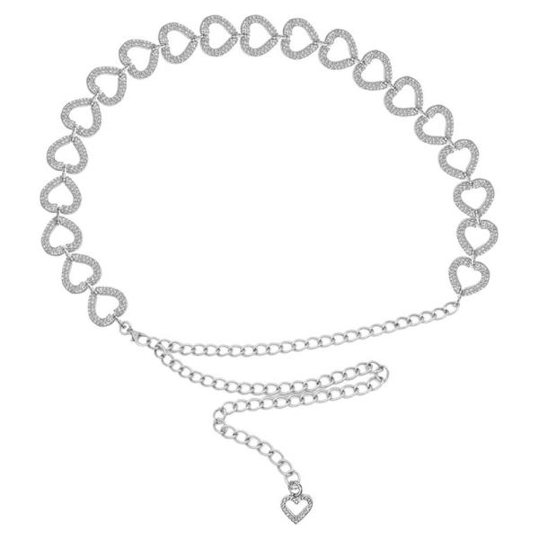 PAVE TEAR HEART CHAIN BELT
