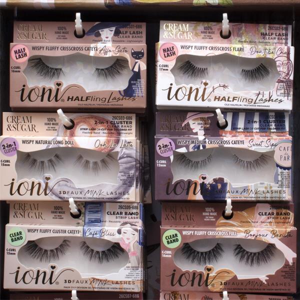 IONI CREAM AND SUGAR 3D FAUX MINK LASHES SET W DISPLAY