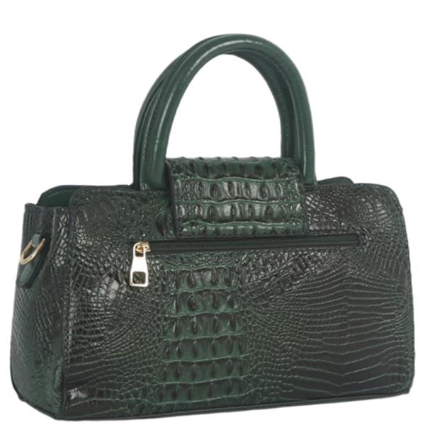 CROC EMBOSSED STRUCTURED SATCHEL BAG