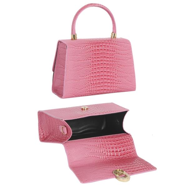 CROC FLAP DESIGN HANDLE SATCHEL BAG