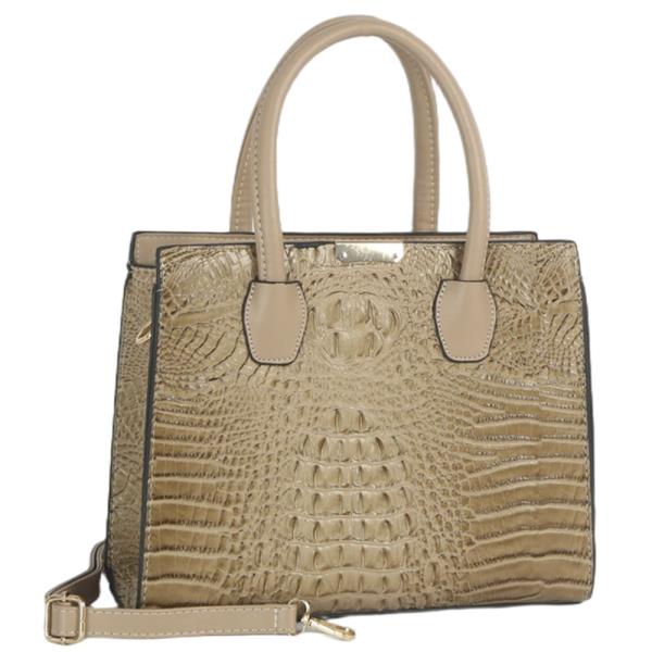 3IN1 CROC TEXTURE TOTE BAG W CLUTCH AND COIN PURSE SET
