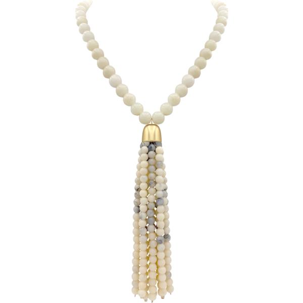 MARBLE BEAD BOLD TASSEL NECKLACE