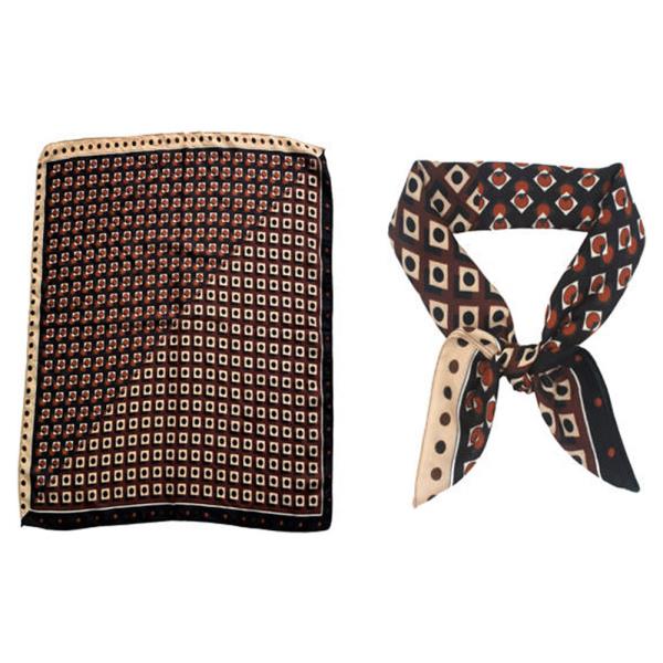 SPLIT CIRCLE SQUARE GEOMETRIC PRINT SILKY BANDANA SQUARE NECK SCARF