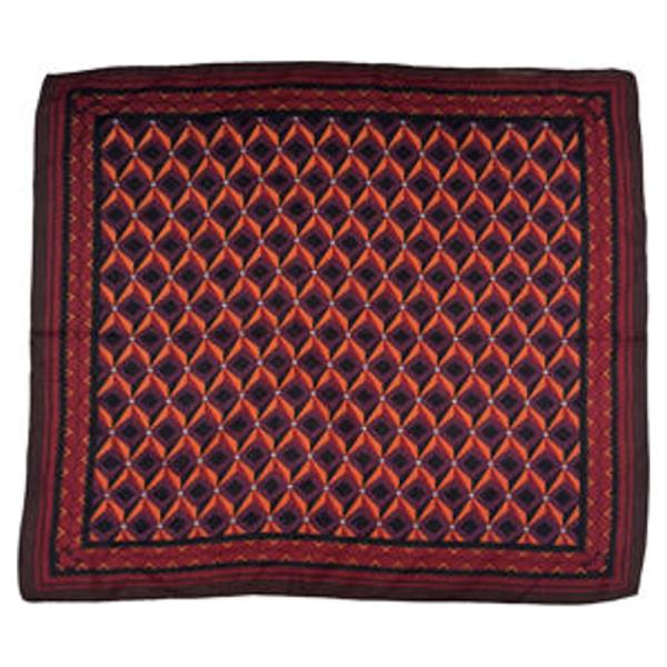 DIAMOND GEOMETRIC PRINT SILKY BANDANA SQUARE NECK SCARF