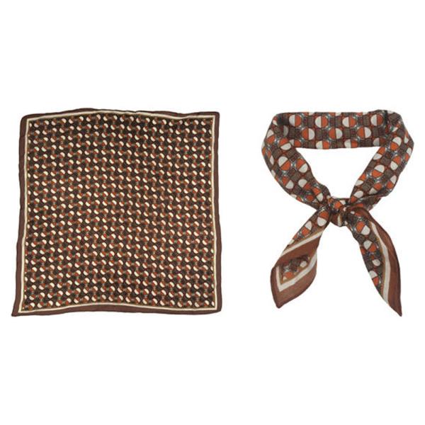 GEOMETRIC CIRCLE PATTERN PRINT SILKY BANDANA SQUARE NECK SCARF