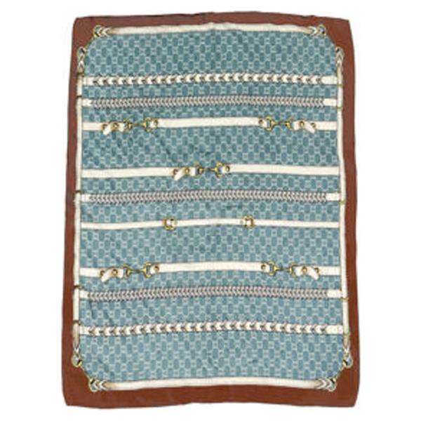 EQUESTRIAN HORSEBIT STRAP PRINT SILKY BANDANA SQUARE NECK SCARF
