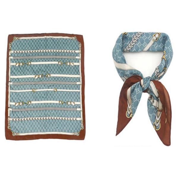 EQUESTRIAN HORSEBIT STRAP PRINT SILKY BANDANA SQUARE NECK SCARF